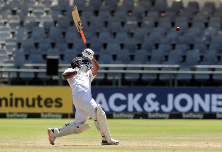 Rishabh Pant's bat goes flying in his swashbuckling knock in India's second innings against SA at Newlands.