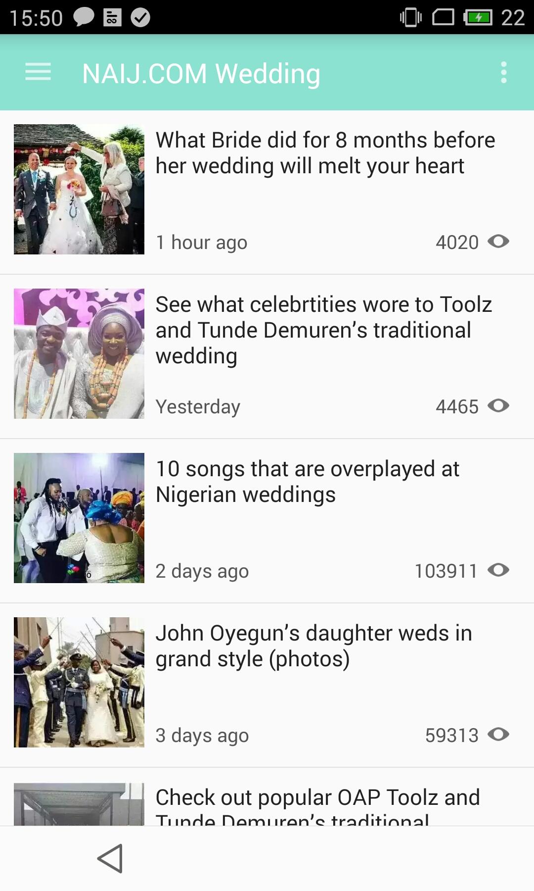 Android application NAIJ.com Weddings screenshort