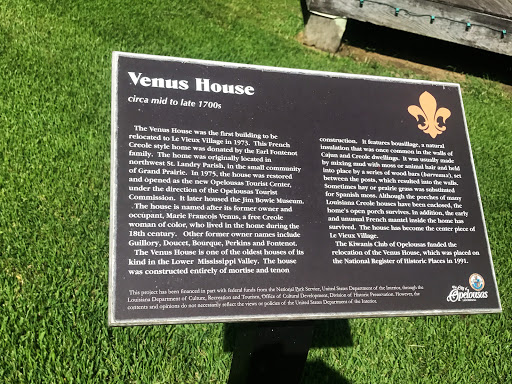 The Venus House was the first building to be relocated to Le Vieux Village in 1973. This French Creole style home was donated by the Earl Fontenot family. The home was originally located in the...