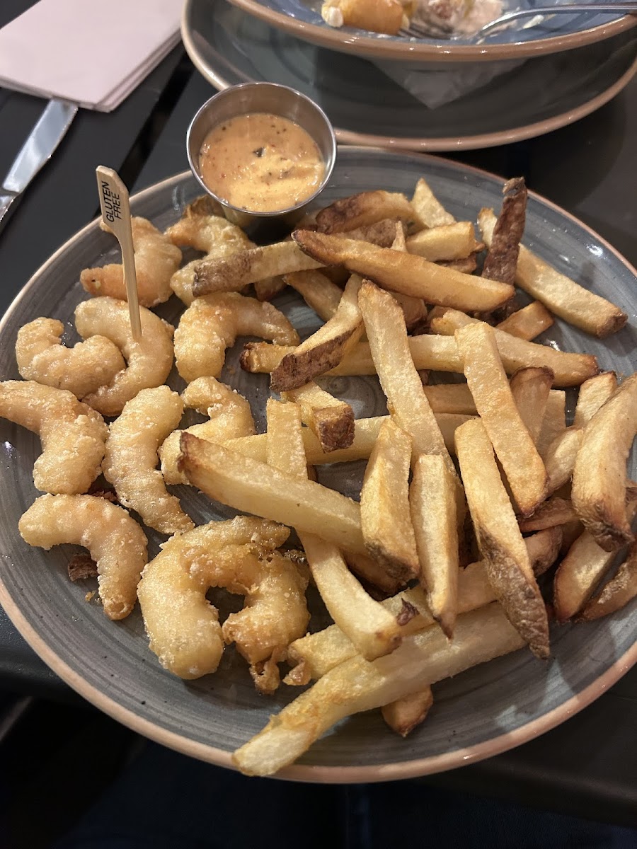 Gf breaded shrimp and fries