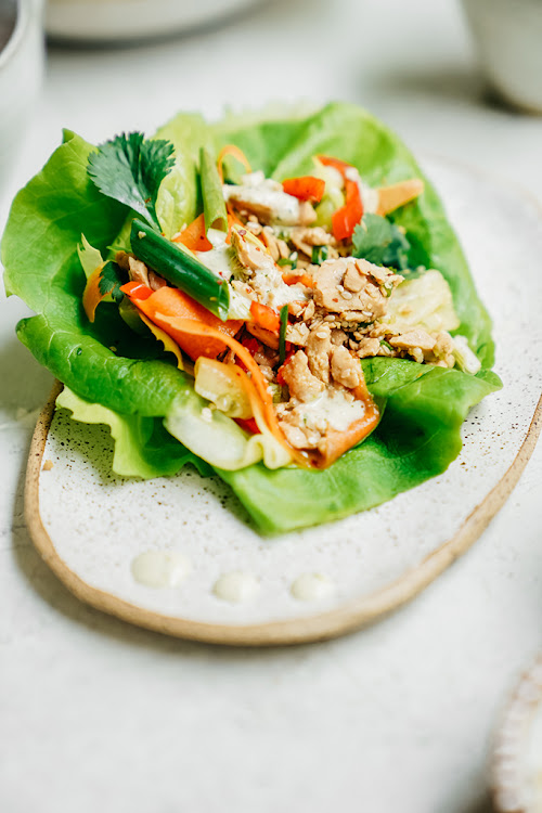 Good Catch's plant-based tuna in a lettuce wrap.