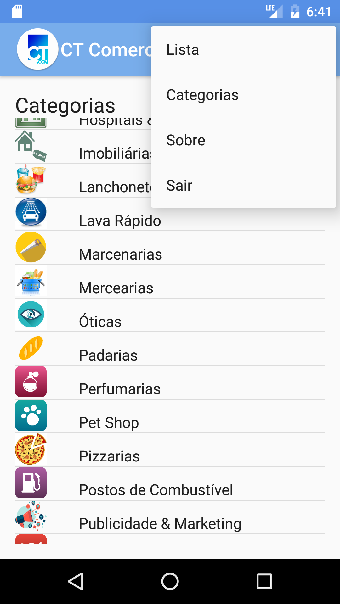 Android application CT.com Comércios screenshort