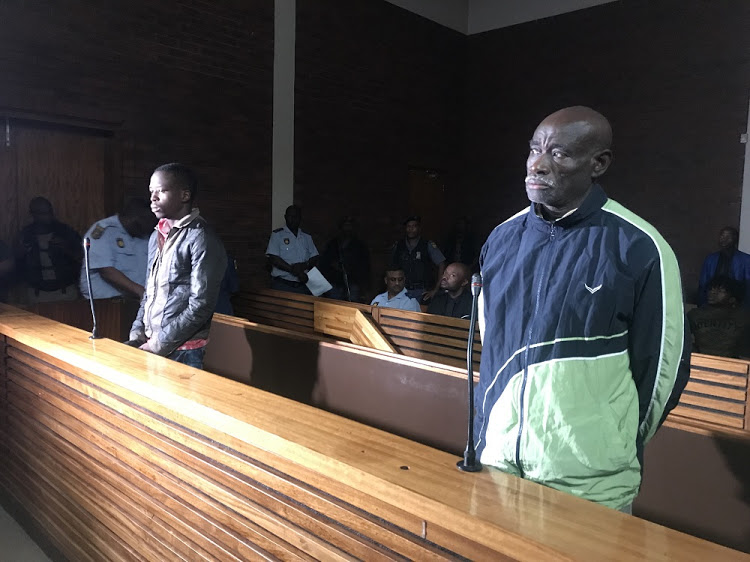 Ernest Mabaso, seen left, and co-accused Fita Khupe were facing of seven counts of murder and theft after they allegedly killed members of the Khoza family in Vlakfontein.