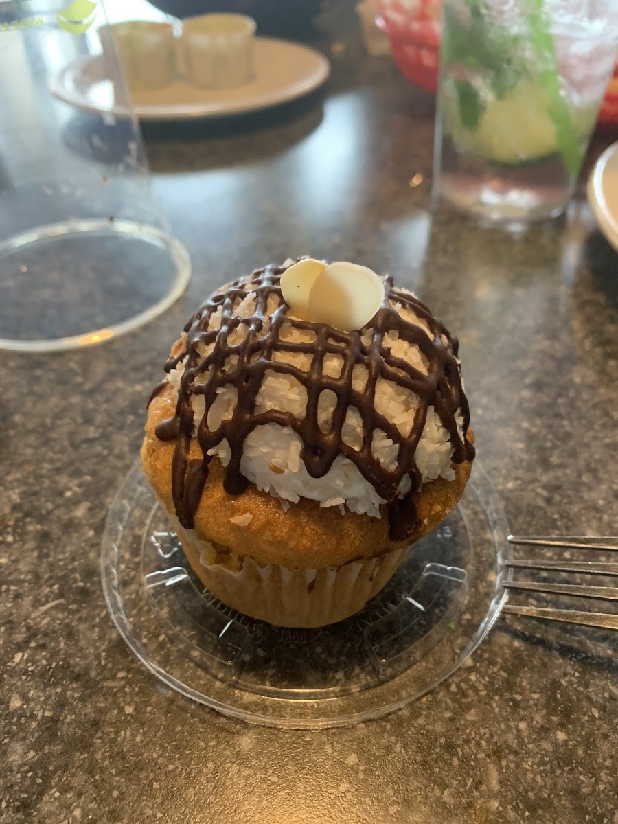 Gluten free vegan Almond Joy cupcake