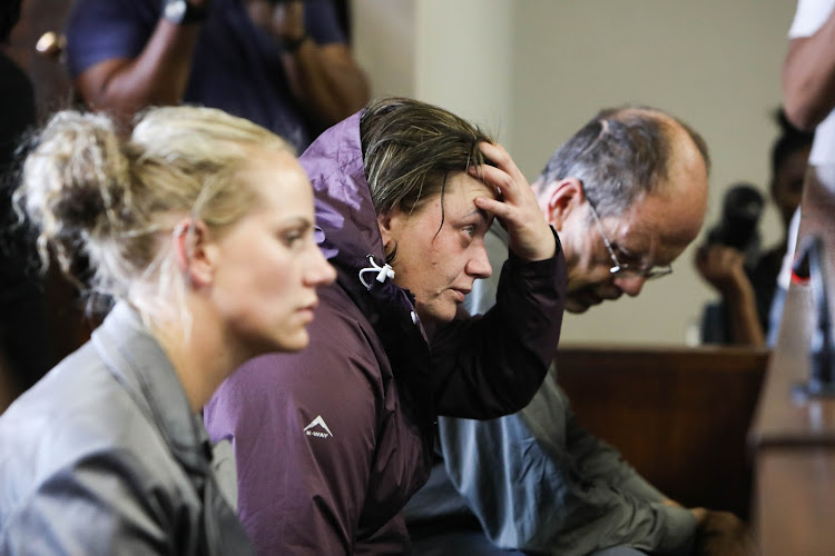 Tharina Human, Laetitia Nel and Pieter van Zyl in court for their bail application. The trio are accused of kidnapping six-year-old Amy'Leigh de Jager.