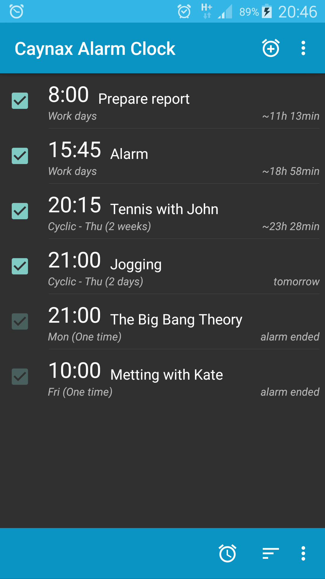 Android application Alarm clock PRO screenshort