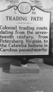 Colonial trading route, dating from the seventeenth century, from Petersburg, Virginia, to the Catawba Indians in Carolina, passed nearby.Plaque via North Carolina Highway Historical Marker...