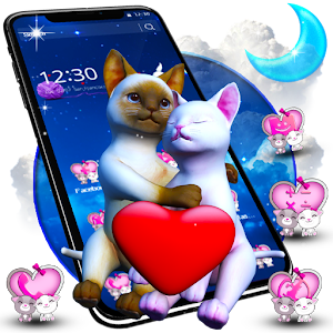 Download 3D Love Couple Cat Theme For PC Windows and Mac
