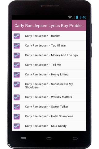 Android application Carly Rae Jepsen Song screenshort