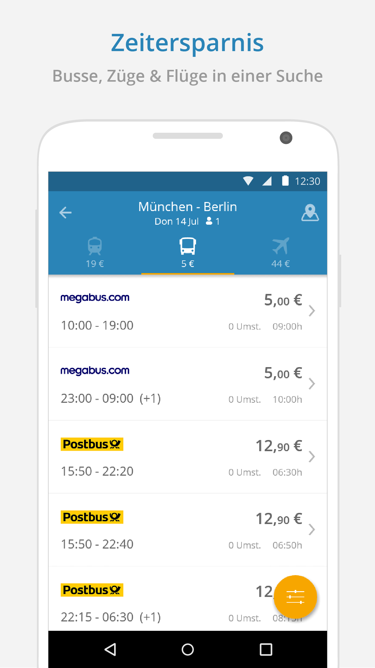 Android application Omio: Book train, bus & flight screenshort