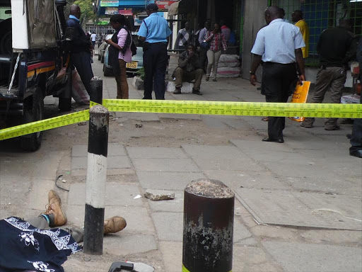 A file photo of a suspected robber killed by a mob in Nairobi. /FILE