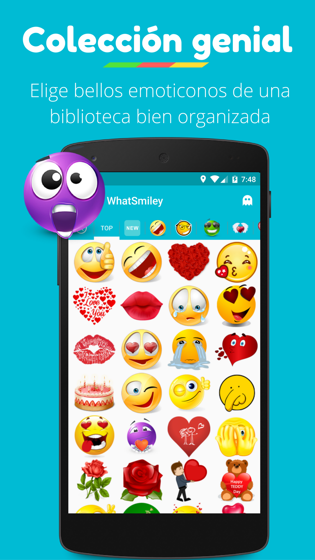 Android application WhatSmiley: Emojis WASticker screenshort