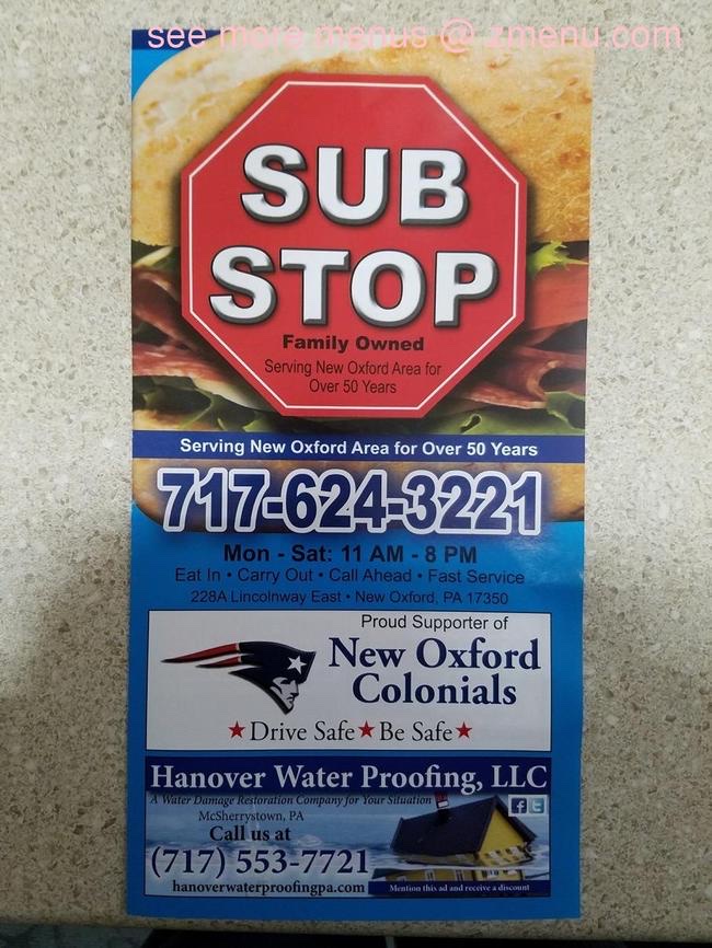 Sub Stop gluten-free menu