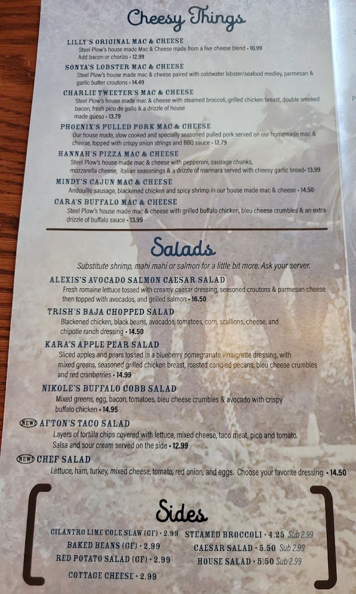 Steel Plow Burger Company gluten-free menu