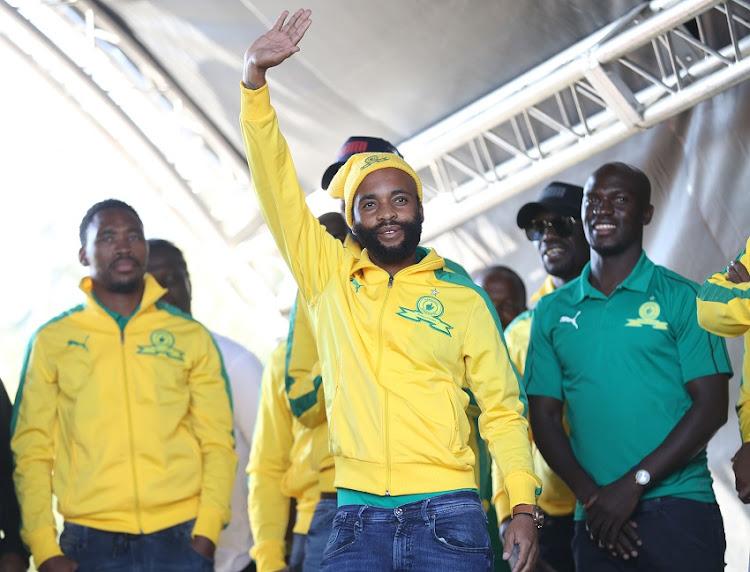 Oupa Manyisa of Mamelodi Sundowns during the Absa Premiership 2018/19 Mamelodi Sundowns Trophy Tour at TUT Soshanguve, Pretoria on 14 May 2019.