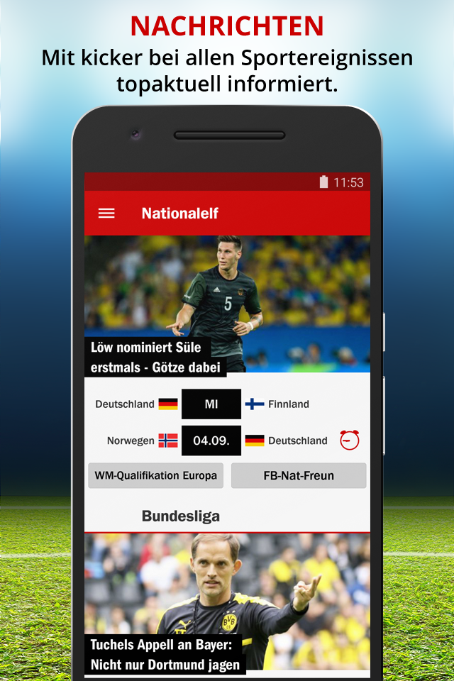 Android application kicker Fußball News screenshort