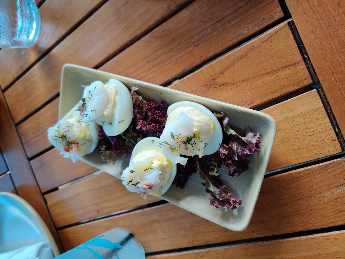 Lobster deviled eggs, gluten free