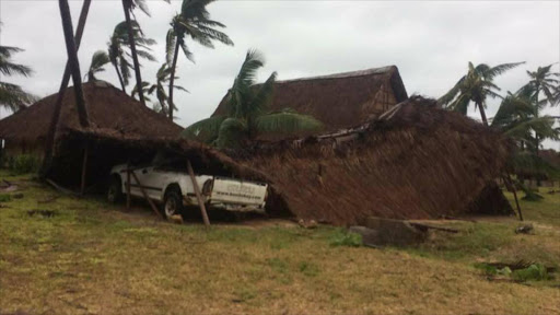 Bonito Bay holiday resort damaged on the shoreline of Morrungulo beach in Mozambique.
