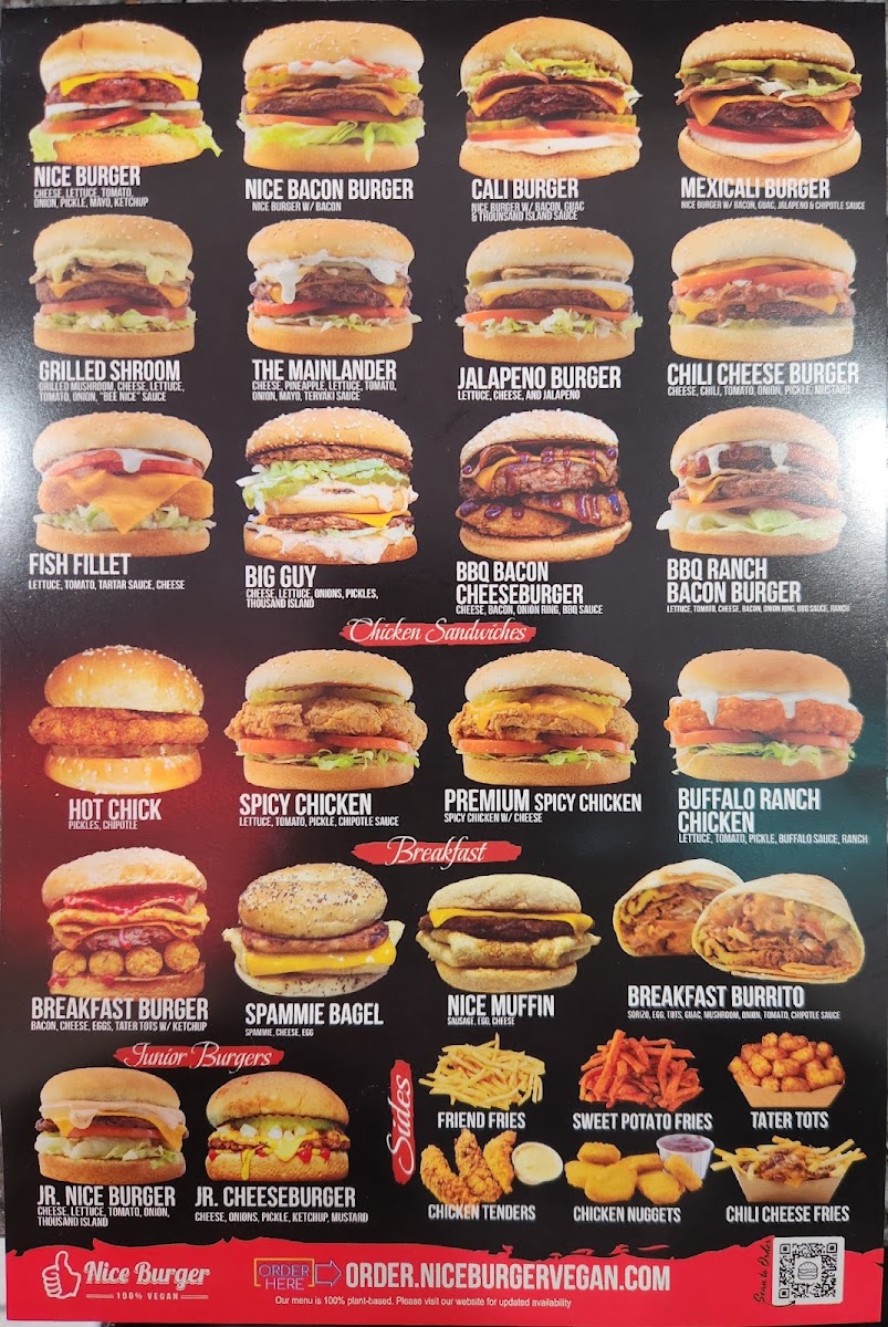 Menu from Nice Burger