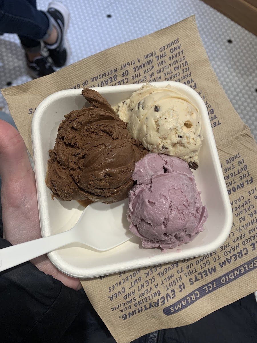 Dark chocolate, salted peanut butter, and a berry lavender something