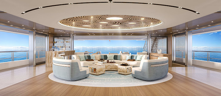 The interior of Benetti’s Project Life concept is airy with the plenty of light and natural col-ours and materials.