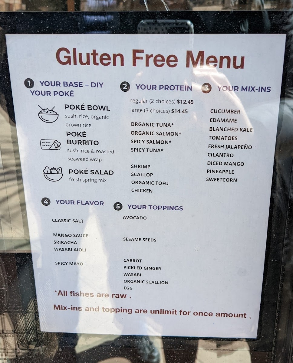 The Okipoke gluten-free menu