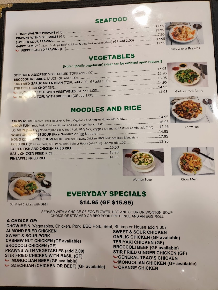 Chinnie's Kitchen & Bar gluten-free menu