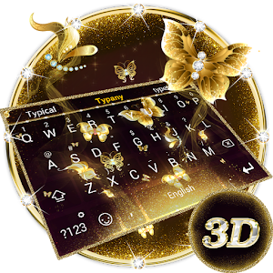 Download 3D Golden Butterfly Theme&Emoji Keyboard For PC Windows and Mac