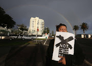 Journalists protesting outside the SABC offices in Cape Town on 1 July 2016.