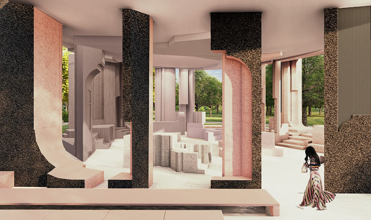 Design render: Serpentine Pavilion 2020 designed by Counterspace, interior view.