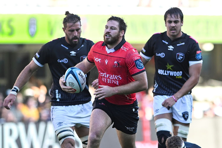 Lions captain Marius Louw was one of his team's stand-out performers in their 20-18 win over the Sharks in Durban. Picture: STEVE HAAG/GALLO IMAGES