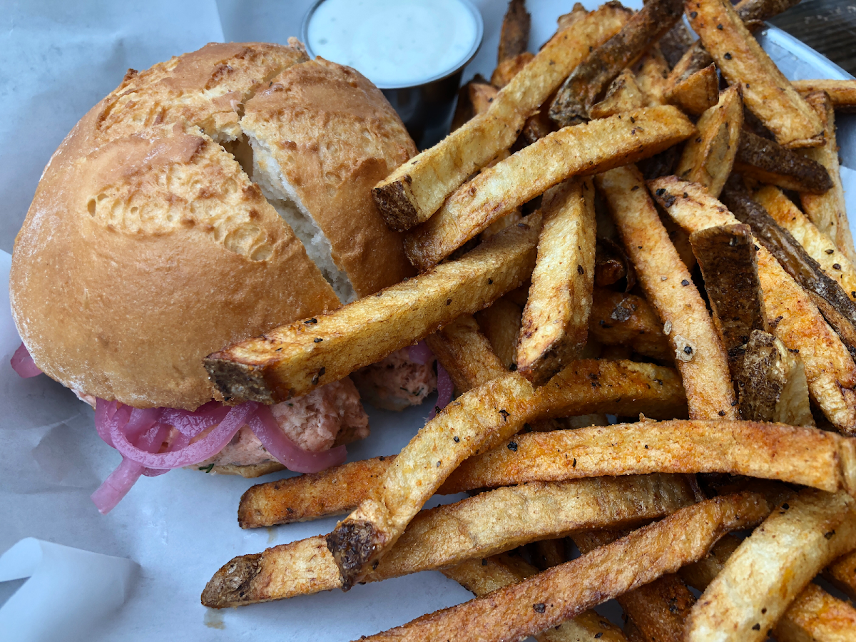 GF Salmon sliders with amazing fries