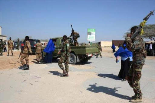 A file photo of Somali soldiers patrolling the streets of Mogadishu.