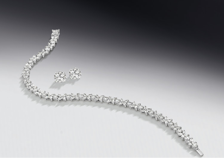 Blossom diamond studs (R17,999) and matching bracelet with 6ct diamonds (R179,000)
