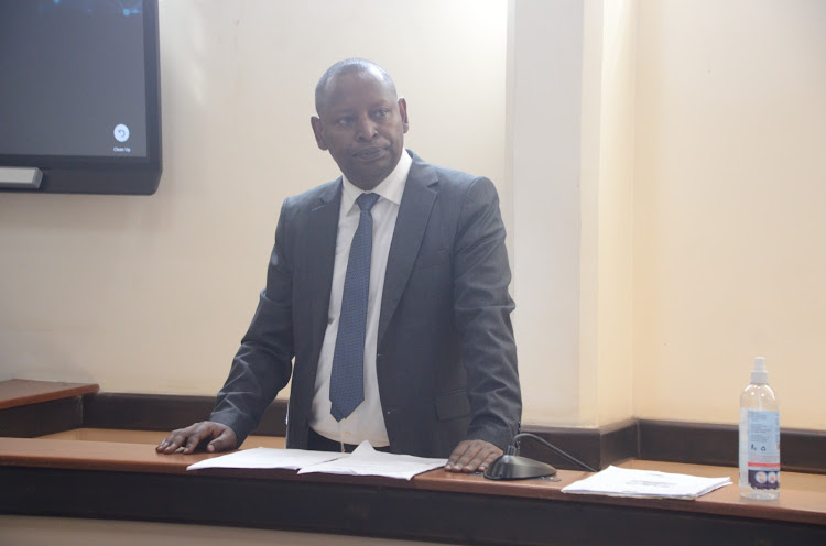 Former Samburu Governor Moses Kasaine Lenolkulal during defense hearing before anti corruption magistrate Thomas Nzioki on January 29, 2024./DOUGLAS OKIDDY