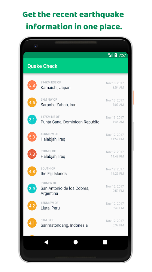 Quake Check - Earthquake Alert — приложение на Android