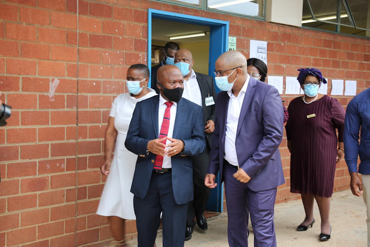 KwaZulu-Natal education MEC Kwazi Mshengu and premier Sihle Zikalala conduct an inspection of the matric marking centre at Umlazi Comtech High School.