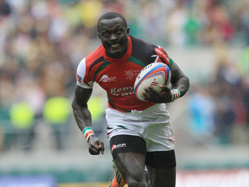 Collins Injera of Kenya in action on day one of the Marriott London Sevens