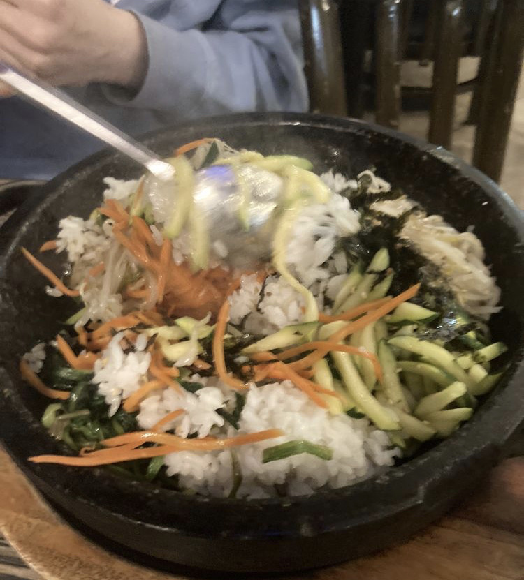 Hot stone bowl served with gluten items separate