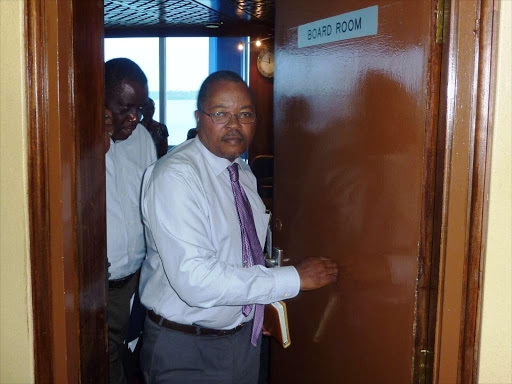 NO COMMENT: Kenya Ports Authority managing director Gichiri Ndua leaves the com- pany’s boardroom on January 11, last year. He is supposed to retire in June.
