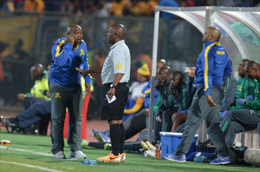 Sundowns coach Pitso Mosimane during the Absa Premiership match between Mamelodi Sundowns and Kaizer Chiefs at Lucas Moripe Stadium on April 29, 2015 in Pretoria, South Africa.Picture credits: Gallo Images