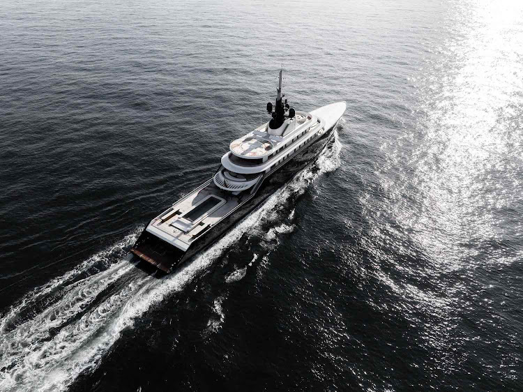 The designer describes the Liva as monolithic with its vast black hull that reflects its surroundings.