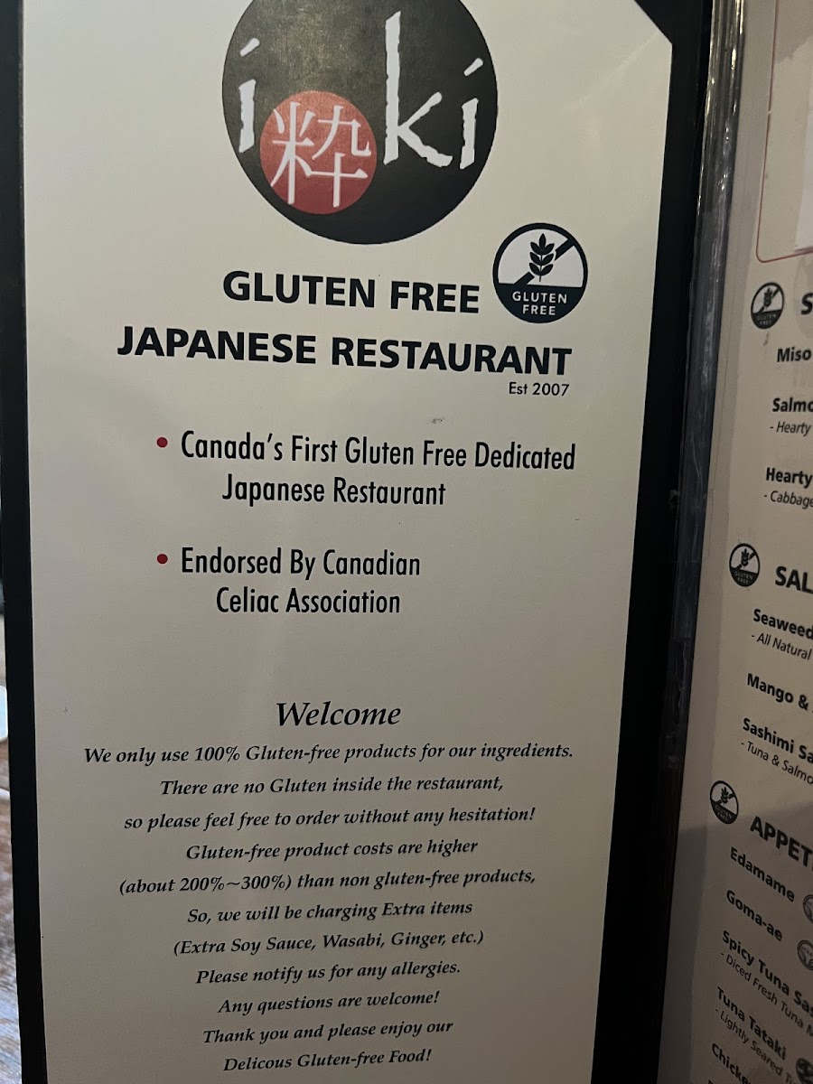 Gluten-Free at Iki Japanese Restaurant