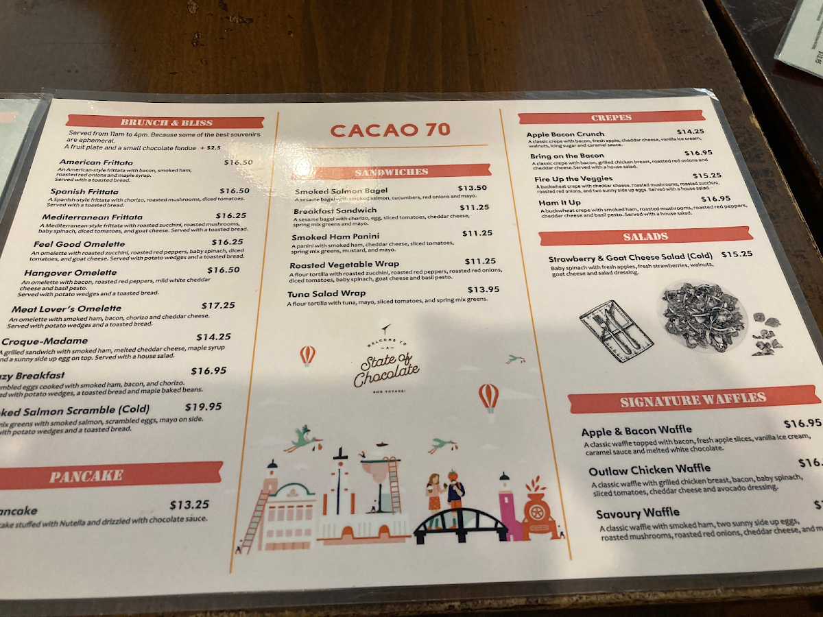 Cacao 70 Eatery gluten-free menu