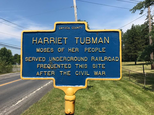 HARRIET TUBMAN MOSES OF HER PEOPLE SERVED UNDERGROUND RAILROAD FREQUENTED THIS SITE AFTER THE CIVIL WAR