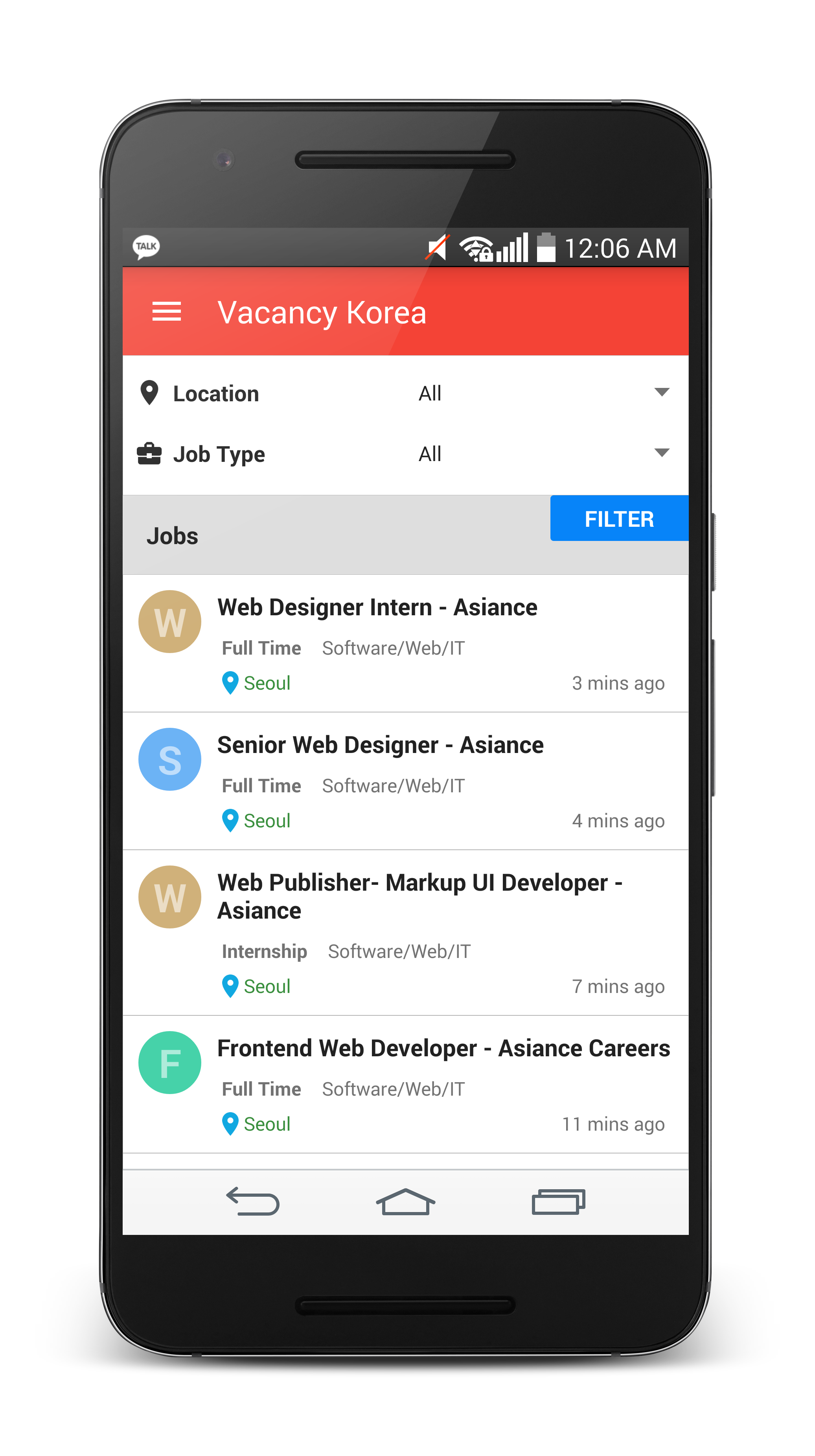 Android application Vacancy Korea - Job listings screenshort