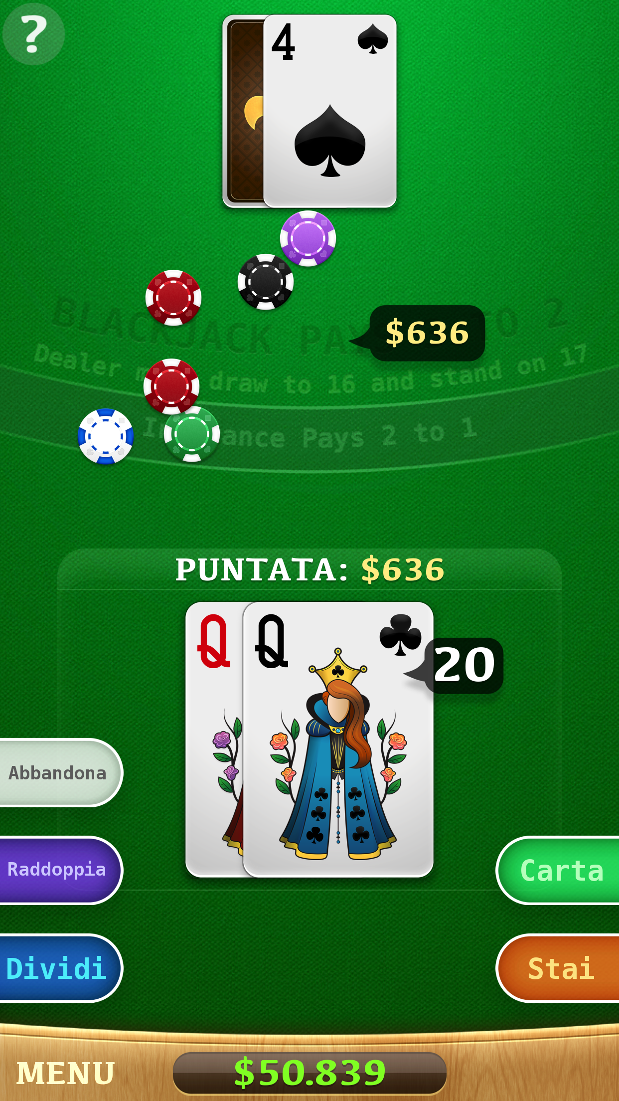 Android application Blackjack screenshort