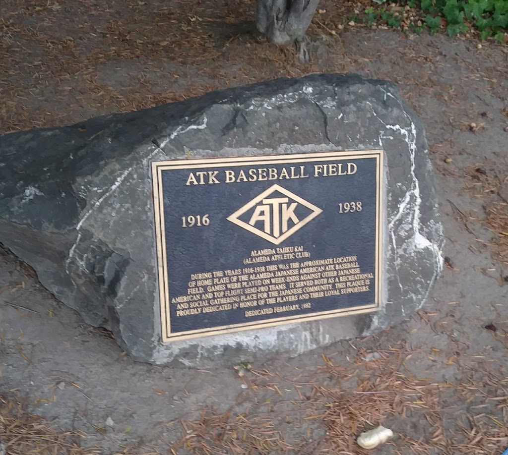 ATK BASEBALL FIELD1916 1938 ALAMEDA TAIIKU KAI (ALAMEDA ATHLETIC CLUB) DURING THE YEARS 1916-1938 THIS WAS THE APPROXIMATE LOCATION OF HOME PLATE OF THE ALAMEDA JAPANESE AMERICAN ATK BASEBALL FIELD. ...