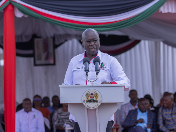 Deputy President Rigathi Gachagua speaks during the launch of the Makutano Huduma Centre in Laikipia East in February 4, 2024.