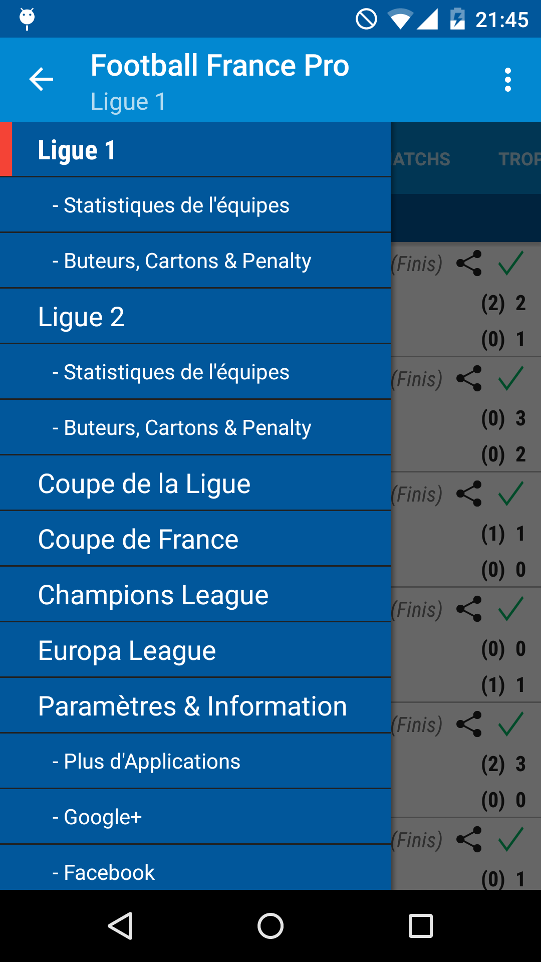 Android application Football France Pro screenshort